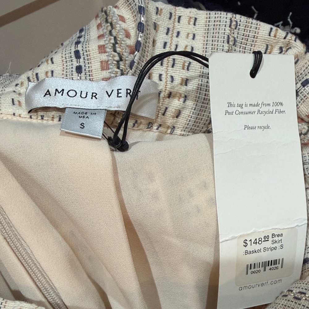 Amour Vert Striped Cream and Black Skirt